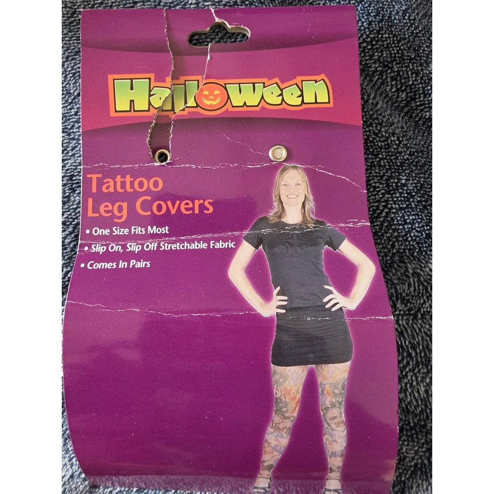 Halloween Tattoo Print Leg Covers One Size Women Multi-Color Costume Leggings